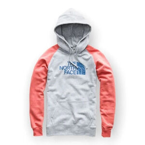The North Face  Grey & Salmon Pink Half Dome Pullover Hoodie
